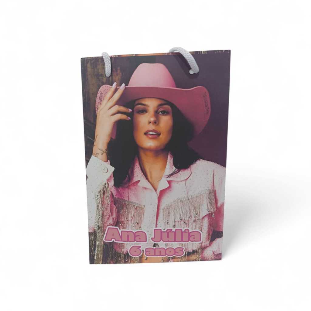 Sacolinha Personalizada com Nome e Idade 13x20  BOIADEIRA Lembrancinha de Aniversário Personalizada