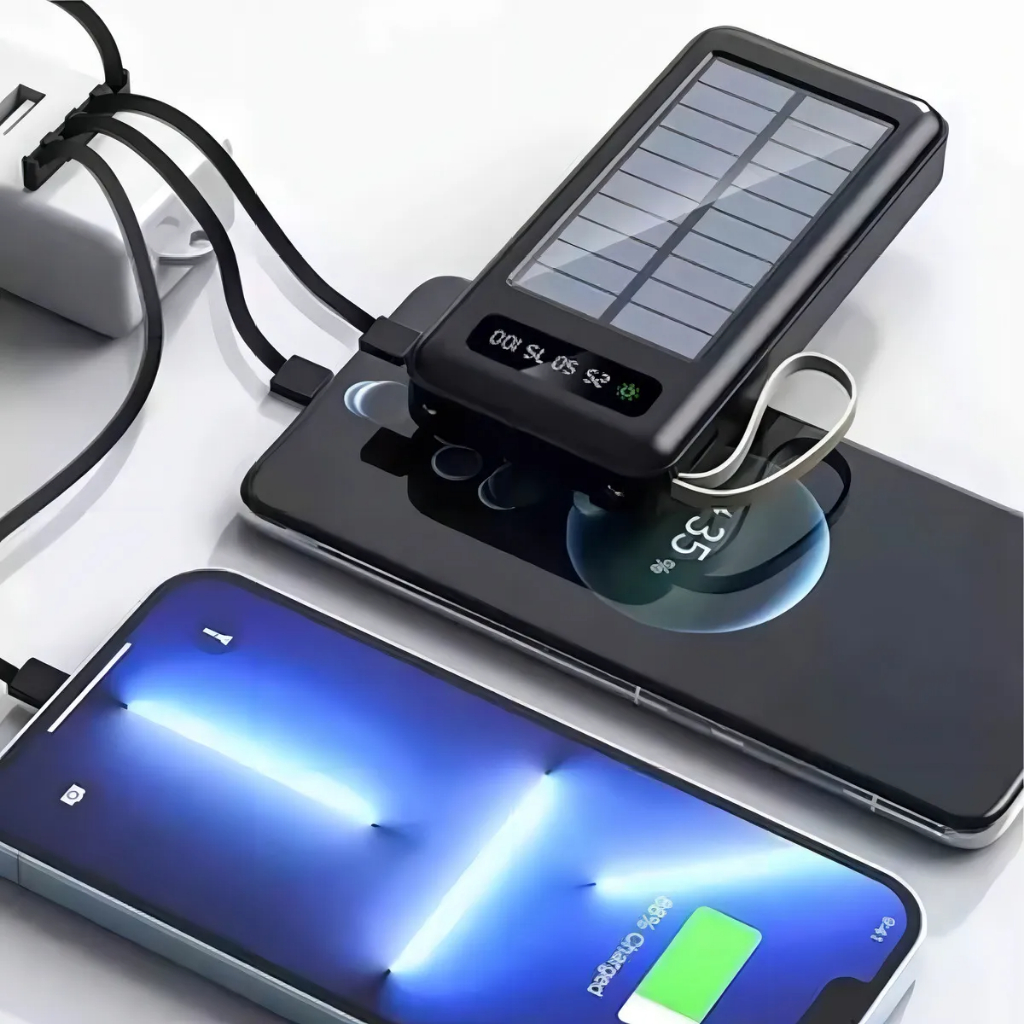 Carregador Portátil Power Bank Placa Solar 4 Cabos 10.000 mAh IT-BLUE C/IOS/USB/MICRO