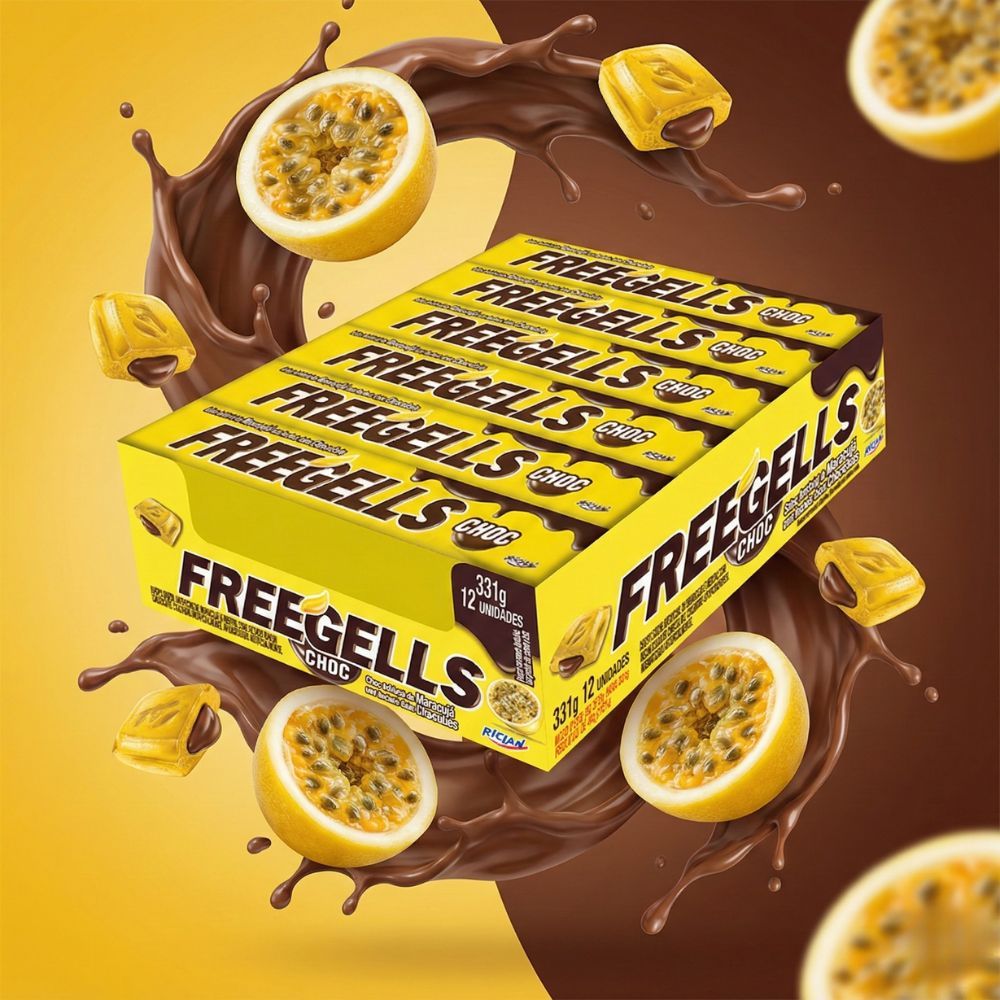 Pacotão Bala Freegells Maracuja Mentol Riclan 12 Unidades vários tamanhos Drops Sabor Maracuja