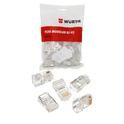 Plug Modular Rj45 Cat5e Wurth, Pacote 100 Unidades