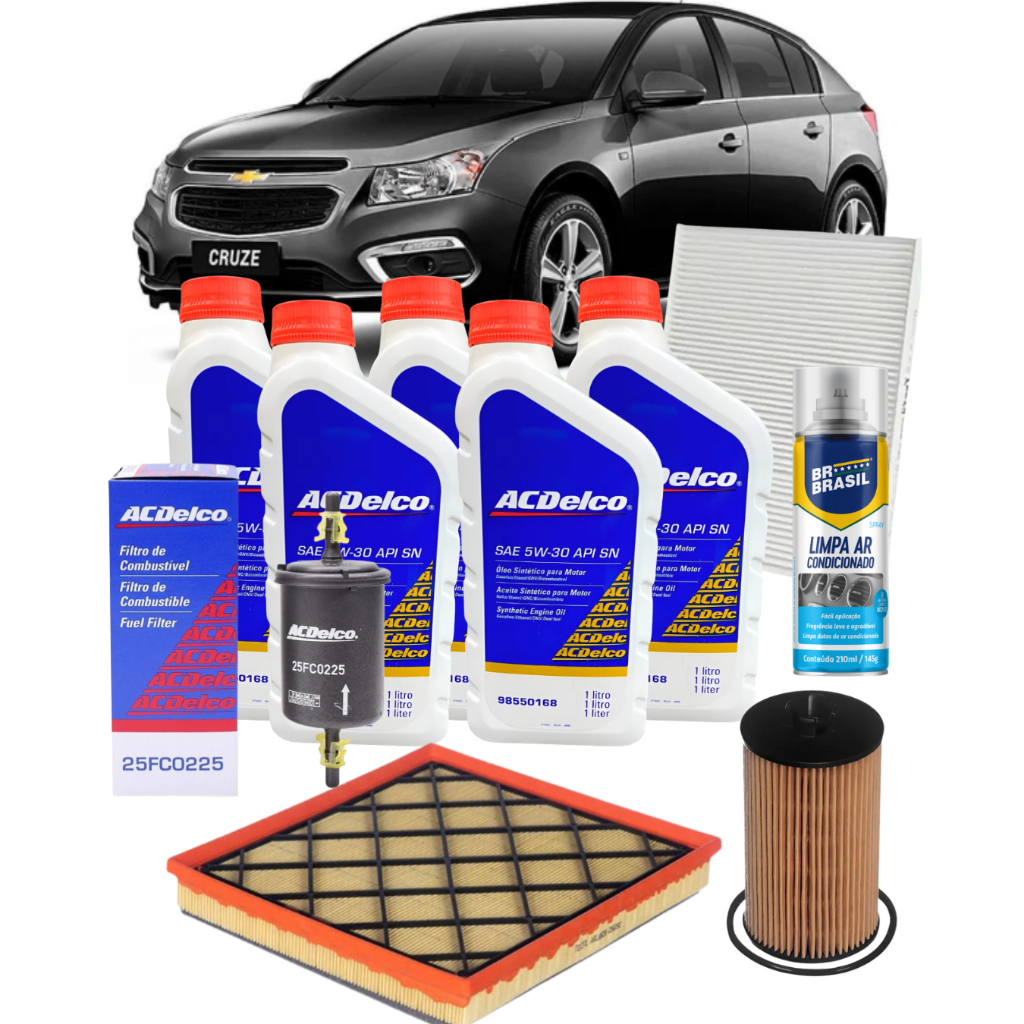 Kit Revisão ACDelco 5w30 100% Sintético Chevrolet CRUZE 1.8 2011 2012 2013 2014 2015 2016 Diante GM em Oferta na Shopee