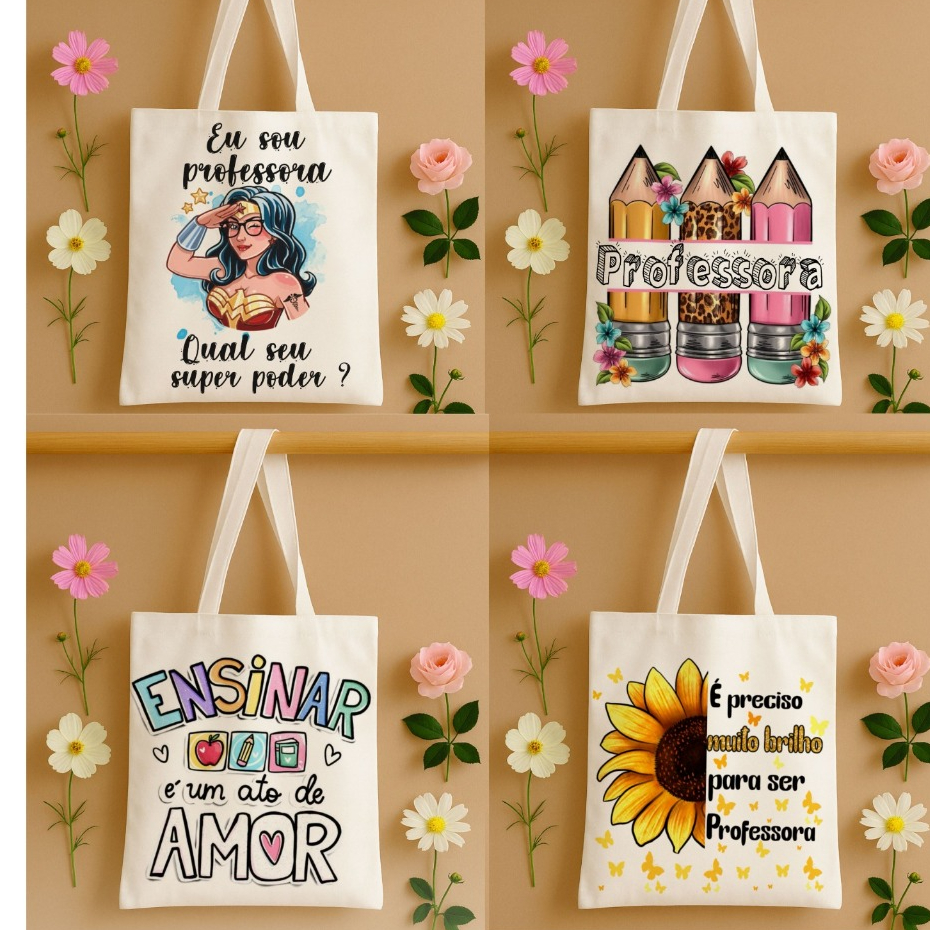 bolsa ecobag PROFESSORA PEDAGOGIA, presente criativo, educação infantil básica dia a dia em Oferta na Shopee