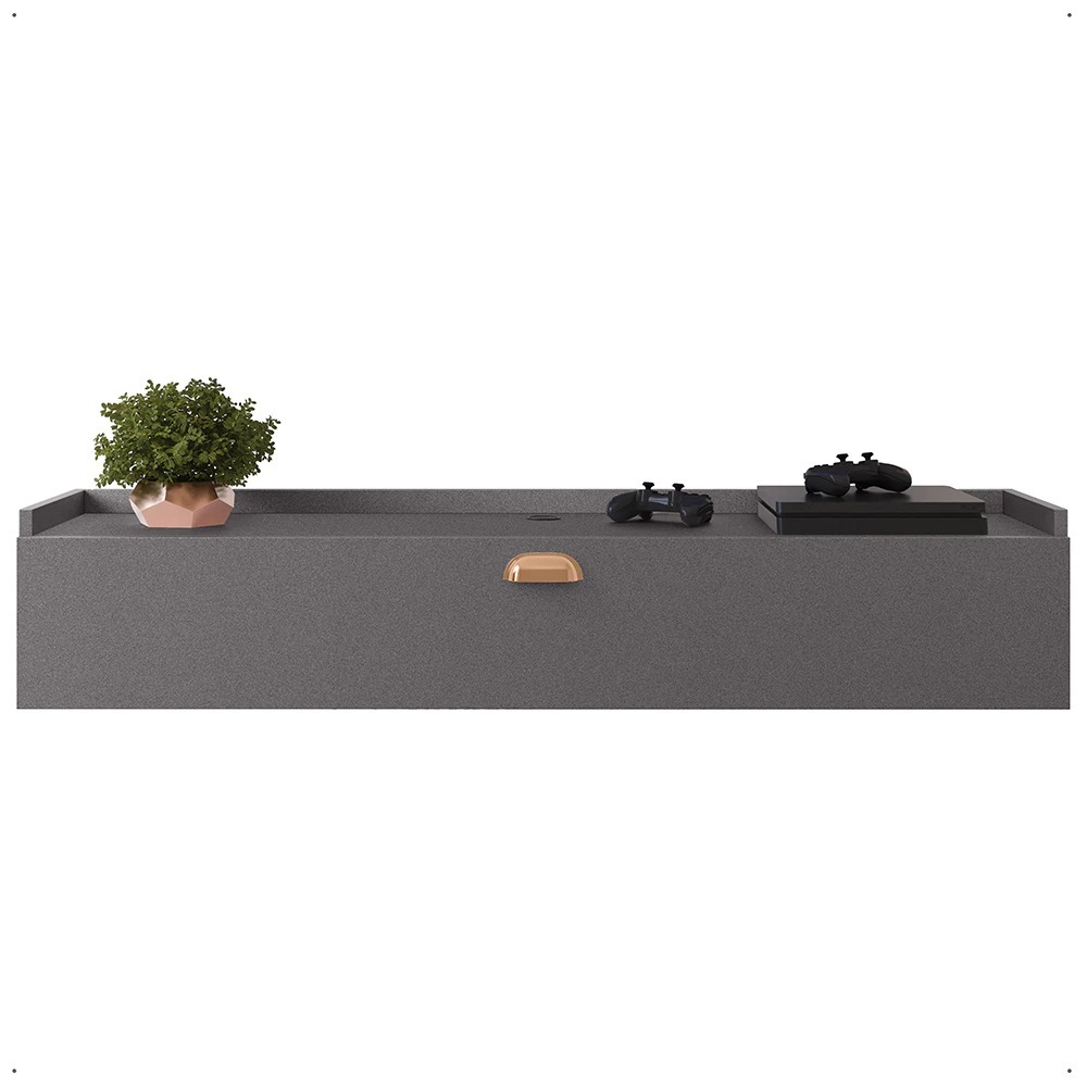 Rack Suspenso Home Classic Tv 32 42 50" 1 Porta Puxador Concha Decoração Sala Estar Quarto Pequeno