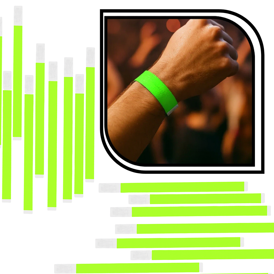 Pulseiras Identificação verde neon Festa Evento Hospital Adulto Infantil Idosos Segurança