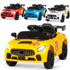 Carrinho Elétrico Infantil 12V Esportivo Com Controle Remoto e Música e Luzes LED Amarelo Azul Branco Vermelho
