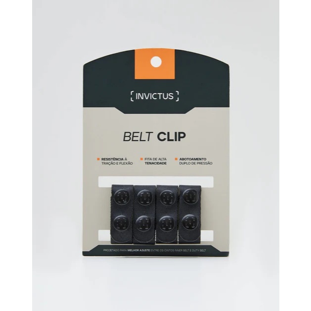 Belt Clips INVICTUS Preto Cinto Guarnição Farda Tático Policial Kit 4 Un