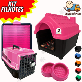 KIT Raças Pequena Dog/Gato Cachorro Casinha Nº2+Transporte Nº2+Caminha+Sanitário+2 Comedouros em Oferta na Shopee