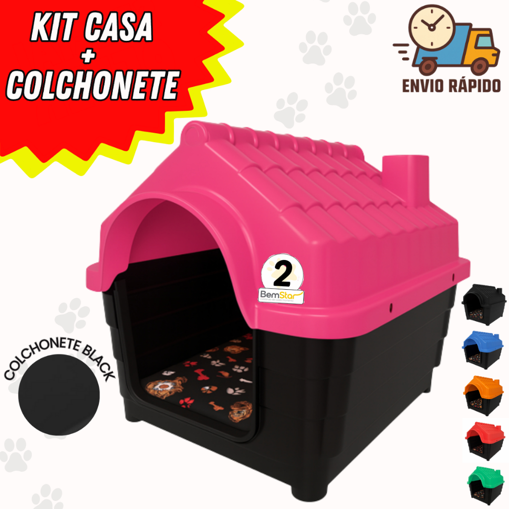 Casinha Cachorro Plástica Desmontável N2 Porte Pequeno Rosa com Proteção Raios UV Casa Pet em Oferta na Shopee
