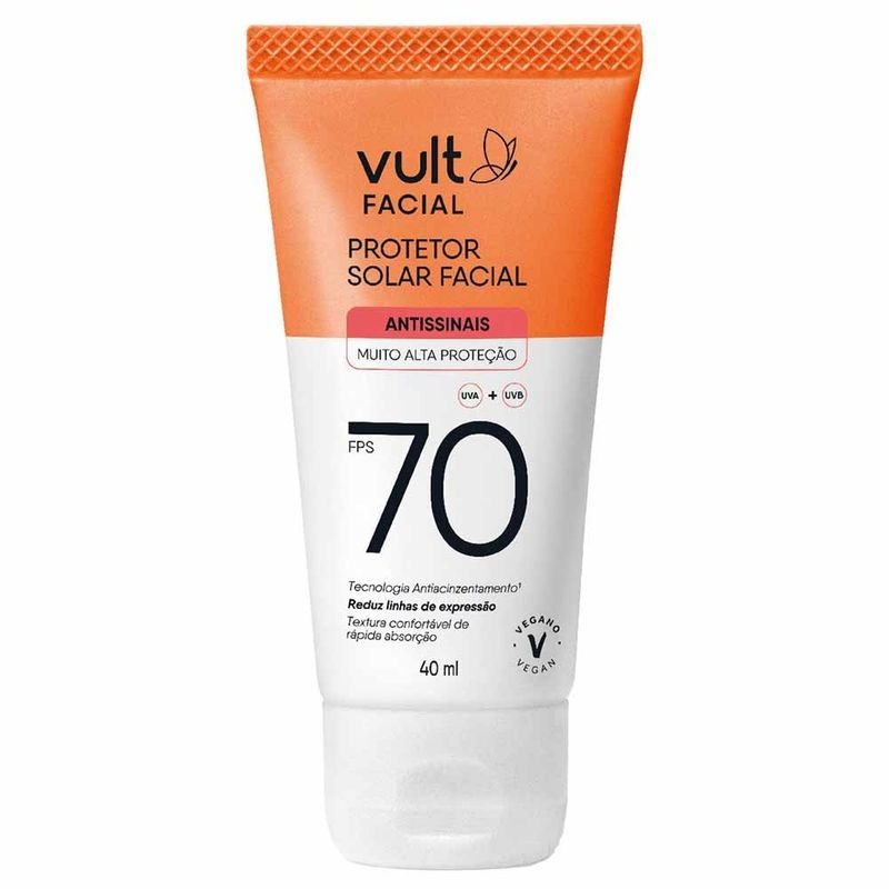 Protetor Solar Facial Vult Antissinais FPS70 40ml em Oferta na Shopee