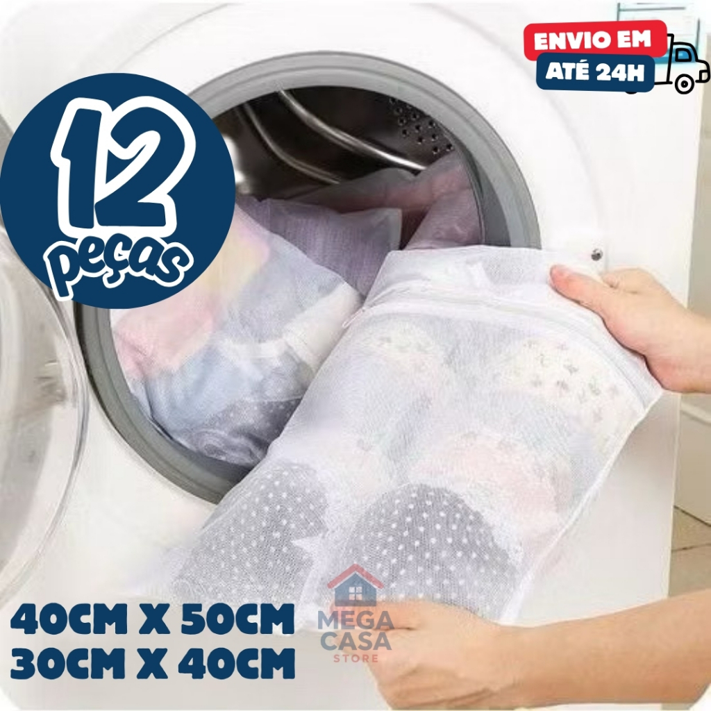 Kit 12 9 ou 5 Sacos De Lavar Roupas Protetor De Roupa Infantil Íntima Lingerie 2 Tamanhos Alta Qualidade