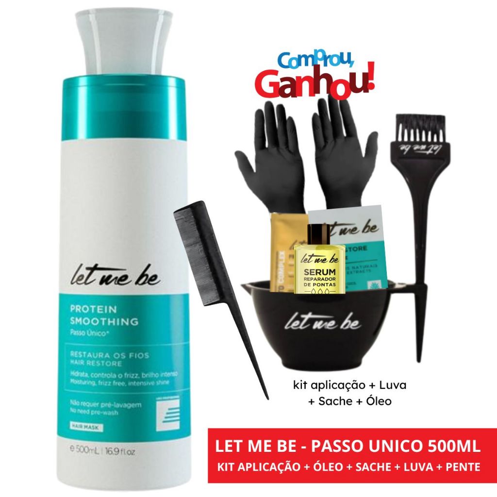 Let Me Be - Passo Único Protein Smoothing - 500 ml + Kit aplicação Completo + Sache e Óleo em Oferta na Shopee