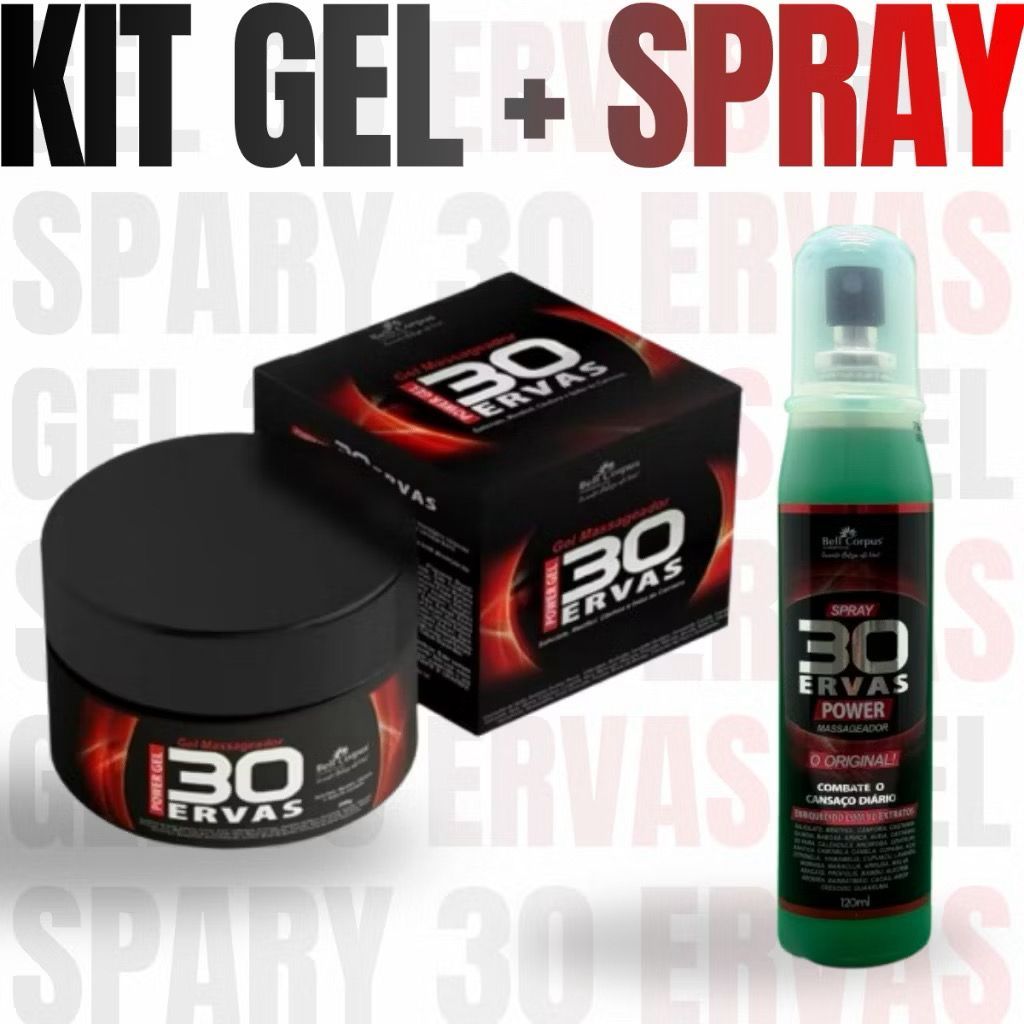 Kit Spray + GEL 30 ERVAS Power Alívio Imediato contra Cansaço Diário e Dores BellCorpus