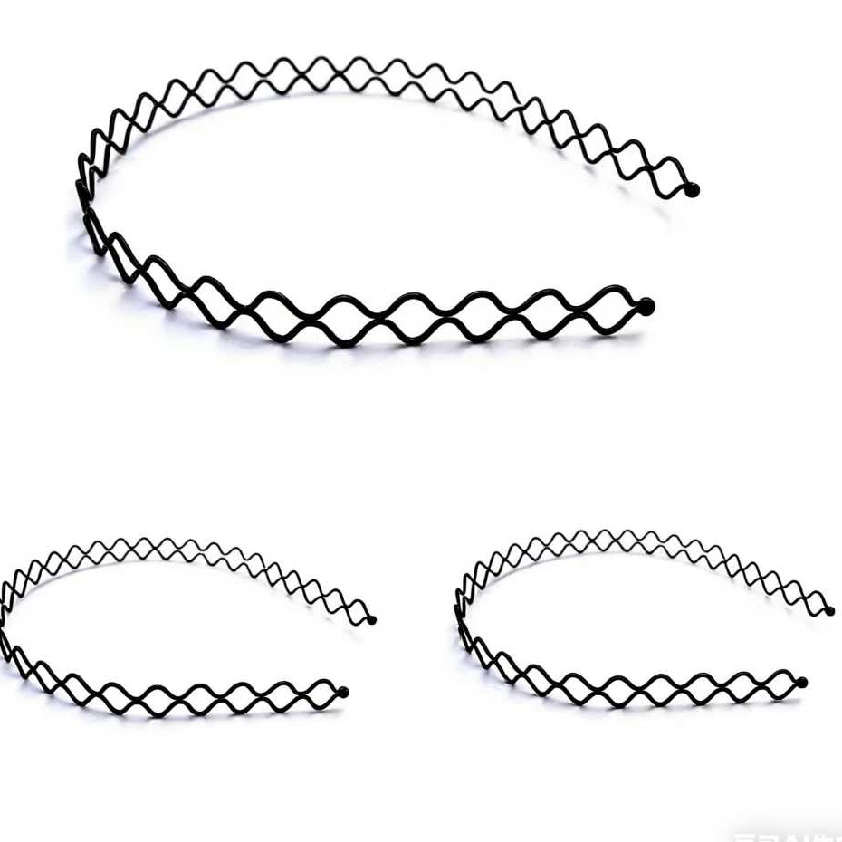 Kit 3 Tiaras de Metal Onduladas Masculinas – Arquinho Unissex | Resistente e Confortável