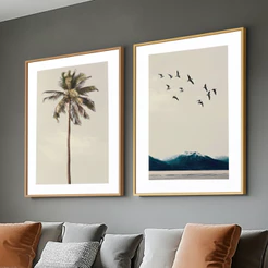 Quadros Decorativos 50x70 Moldura Longo Sala Coqueiro Mar
