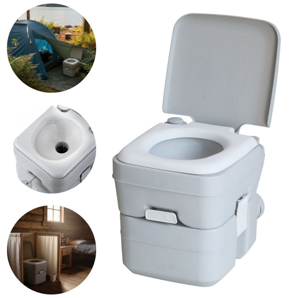 Banheiro Portátil 20L Perfeito para Camping Viagens Barcos Motorhome Obras e Uso Doméstico Com Assento Tampa em Oferta na Shopee
