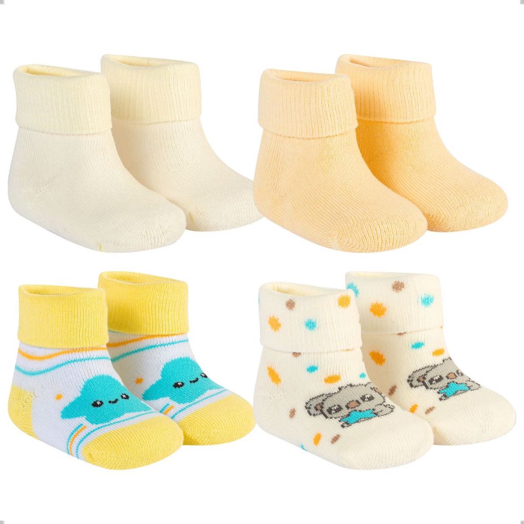 Kit 4 Pares Meia Sapatinho Pantufa Bebê Antiderrapante Confortável Macia Quentinha Menino e Menina em Oferta na Shopee
