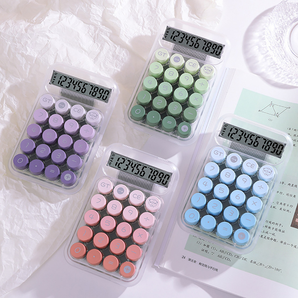 Calculadora Transparente de 10 Dígitos Teclado Mecânico De Ponto Grande  para escola ou trabalho em Oferta na Shopee