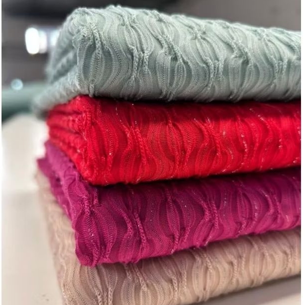 Tecido malha Lurex Texturizada - Venda no metro Leve, confortável estica bem ideal para vestidos e roupas femininas