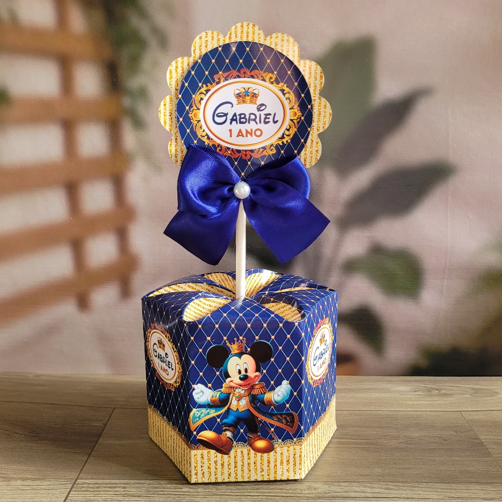 Enfeite de mesa Mickey Realeza DESMONTADO - Centro de mesa personalizado, Lembrancinha  de festa