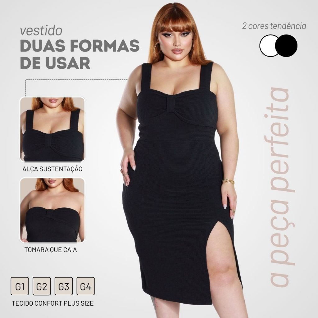 Vestido Feminino Plus Size Midi Festa Alça Casual Elegante Formatura Versátil Com Fenda em Oferta na Shopee