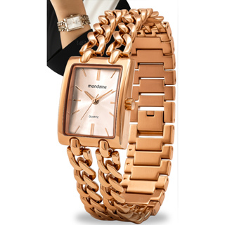 Relógio Mondaine Feminino Rosê Gold Original Pulseira De Corrente em Oferta na Shopee