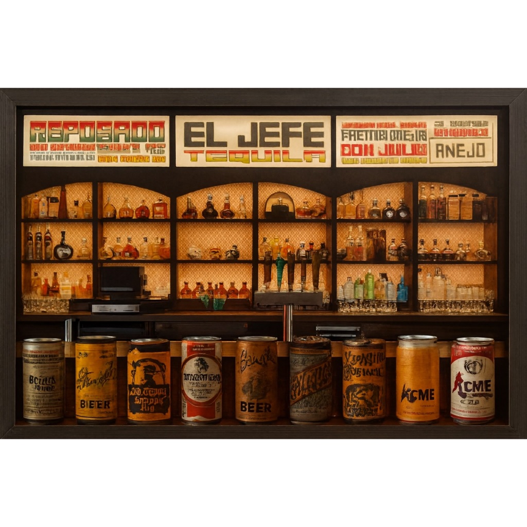 Quadro Decorativo "EL JEFE TEQUILA" Estilo Retrô para Barzinho