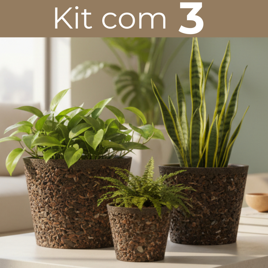 Kit 3 Vasos Decorativos para Plantas Naturais Artificiais Redondo Cone em Polietileno em Oferta na Shopee