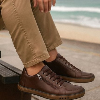 Kit 2 pares Sapatênis Casual Combo tênis estiloso Confortável Elástico Zíper festa casamento igreja