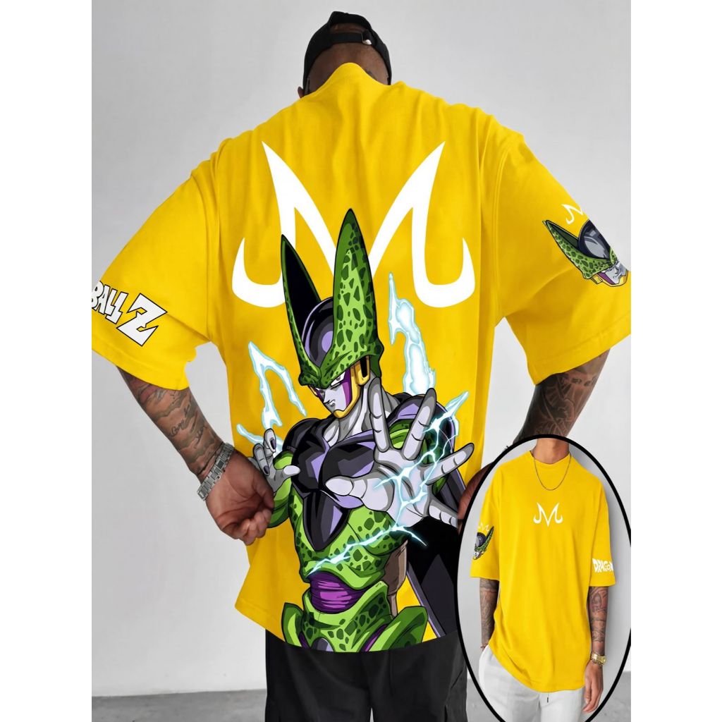 Camiseta Oversized Dragon Z Cell Majin Aftersoul Unissex Plus Size P ao G5 100% Algodão