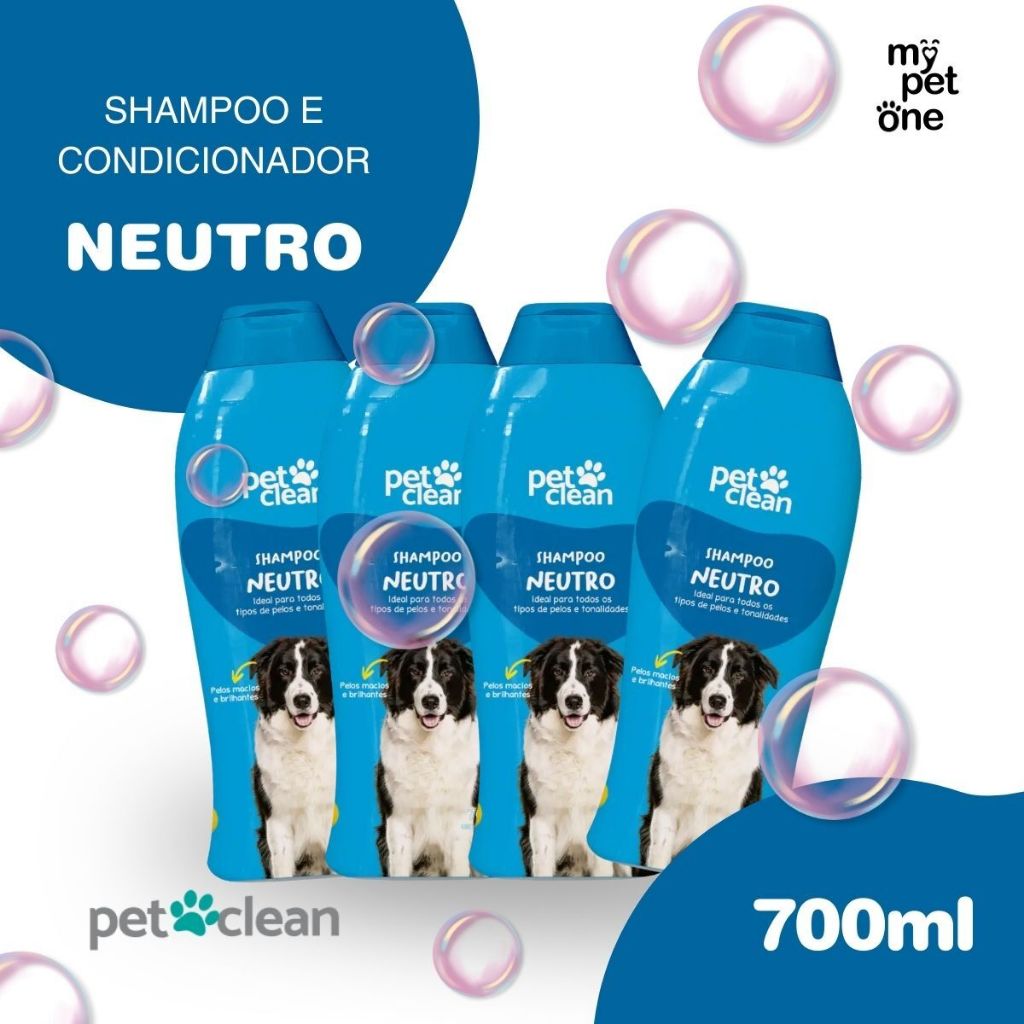 Kit 4 Shampoo Neutro 700ml P/ Cães e Gatos - Pet Clean em Oferta na Shopee