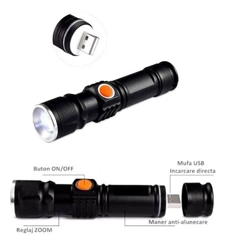 Lanterna Profissional Tatica Led T6 880000w Recarregavel Usb