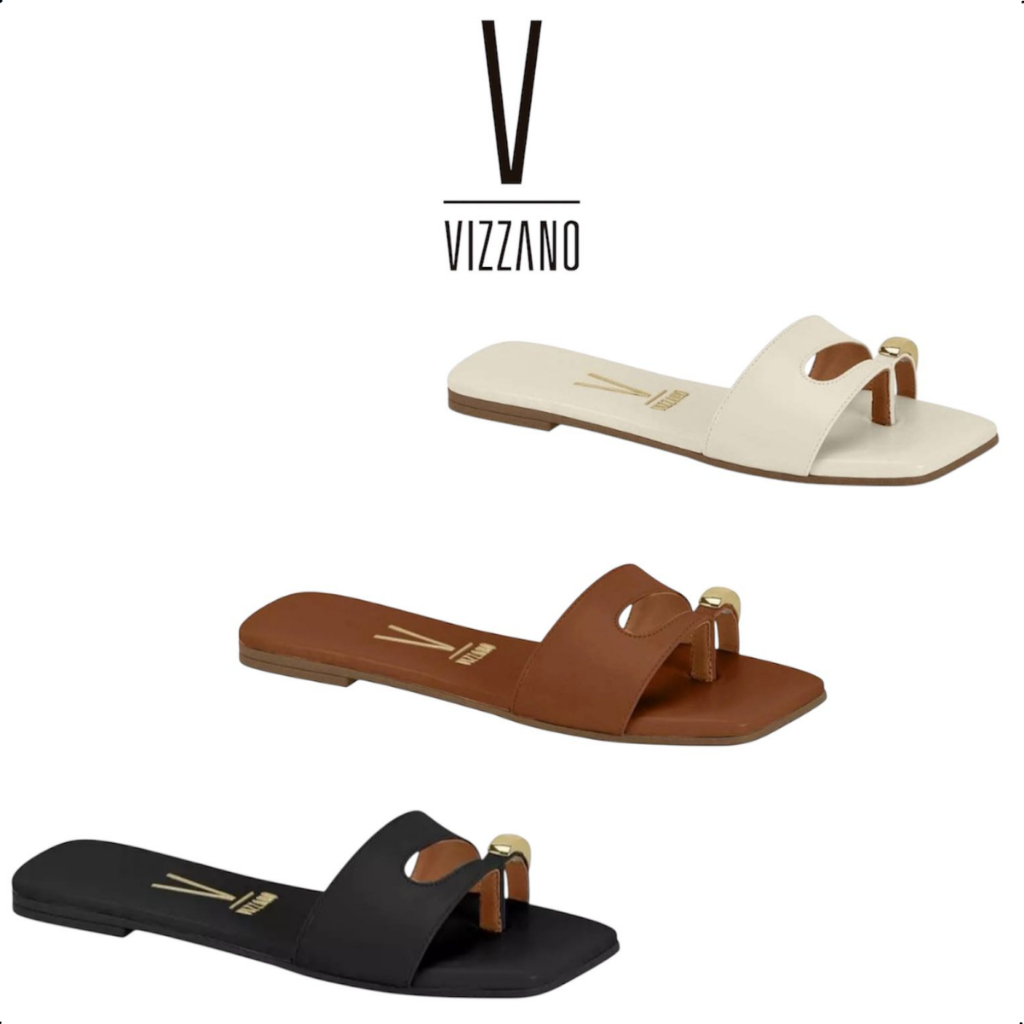 Tamanco Rasteira Vizzano Fivela Minimal em Oferta na Shopee