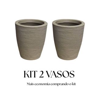 Kit 2 Vasos para Plantas Medio Decorativo em Polietileno Coluna Bojo Escovado N1 com Prato Coletor em Oferta na Shopee