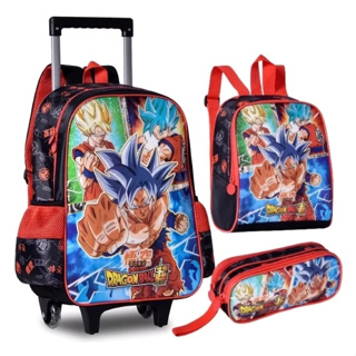Kit Mochila Goku Dragon Ball Super + Estojo + Lancheira em Oferta na Shopee
