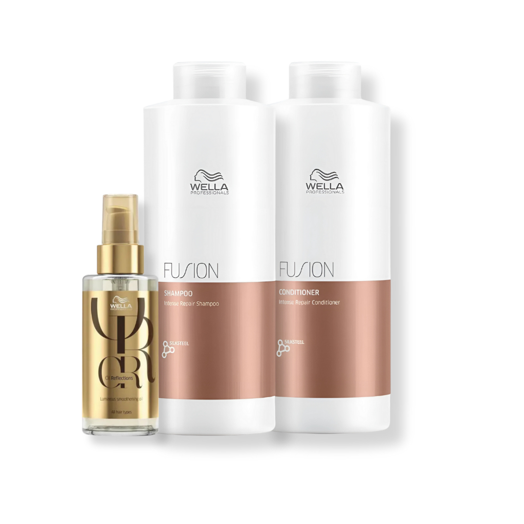 Kit Wella Professionals - Shampoo 1L e Condicionador 1L Fusion + Óleo 100ml Oil Reflections