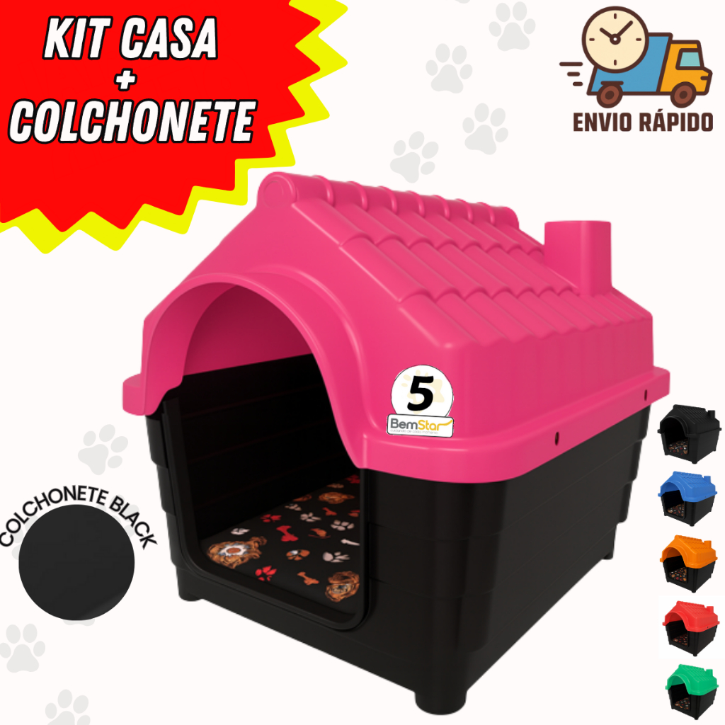 Casinha Cachorro N5 Porte Médio com Colchonete Casa Pet Proteção Raios UV Resistente