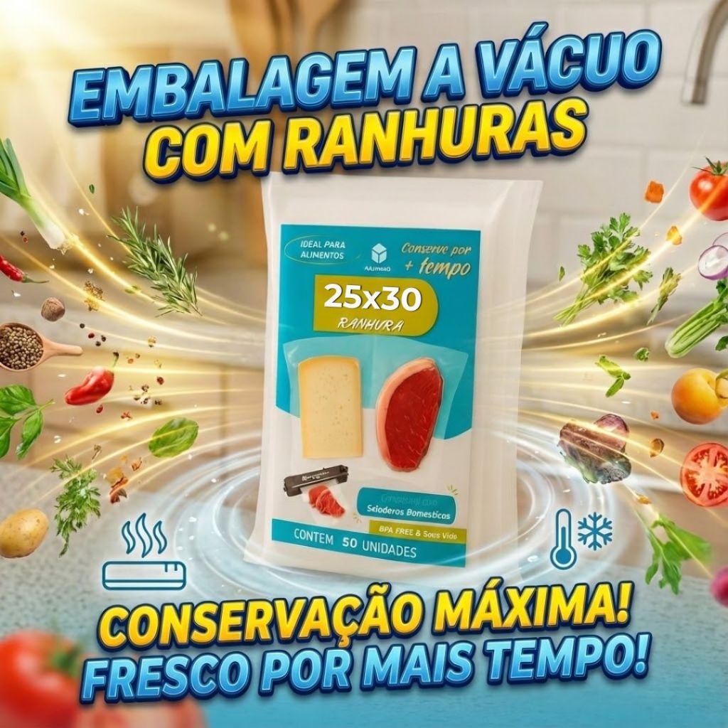 Embalagem 25x30 Sacos Ranhura Seladora A Vácuo  Plastico Gofrado Vacuo Seladora Conservação