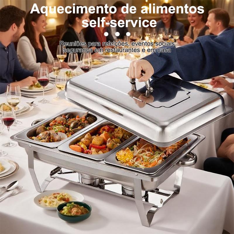 Presente de Natal Perfeito! Rechaud Tudo em Um: 12L, Aquecimento por Gel, Design Elegante Aço Inox-1, 2 ou 3 Divisórias em Oferta na Shopee