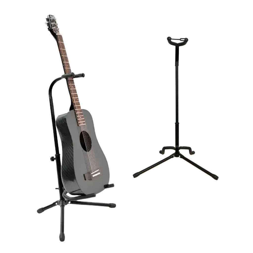 Imagem Suporte de Chão para Guitarra e Violão Com Trava Dobrável Portátil Bertô
