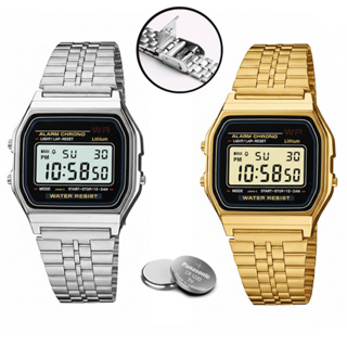 Relógio Digital Retrô Unissex em Aço – Estilo Clássico, Cronômetro, Alarme e Resistente a Respingos em Oferta na Shopee