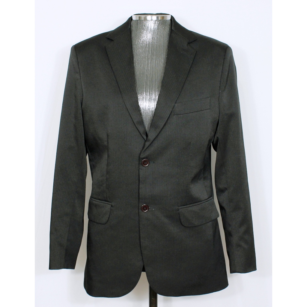 Conjunto terno social alfaiataria masculino slim fit preto risca de giz - Blazer 48 Calça 42- Ref. 5029 (brechó)