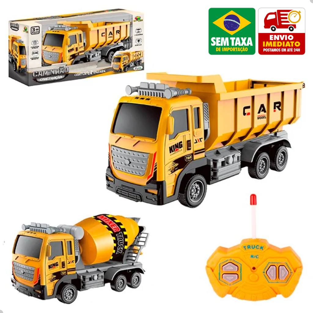Caminhão Controle Remoto 1:16 Construção Basculante ou Betoneira Luz Som 7 Funções Infantil em Oferta na Shopee