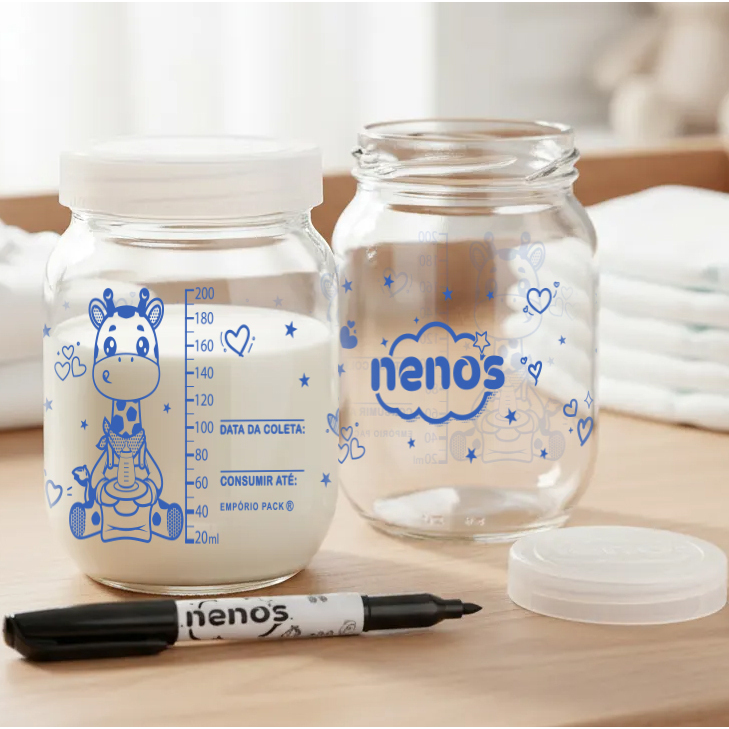10 Potes de Vidro Armazenar Leite Materno ou Papinha com Graduação 200ml (Cap. 267ML) em Oferta na Shopee