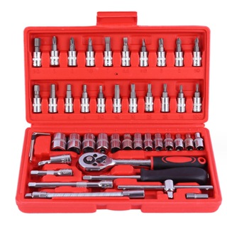 Kit De Ferramentas 46 Peças Jogo De Soquetes Chave Catraca Reversível Com Maleta Jogo De Ferramentas Completo em Oferta na Shopee