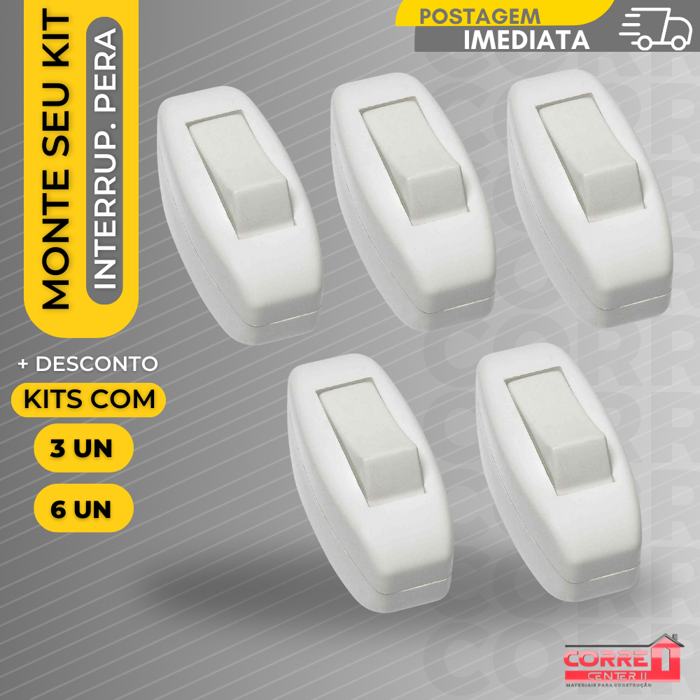 Interruptor Pera Centro Cordão 10A Branco externo