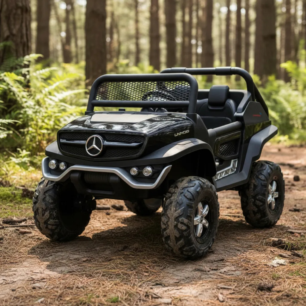 Carrinho Elétrico Infantil Mercedes Benz Unimog 12V Importway 2 Lugares Rodas EVA Bluetooth Controle Remoto