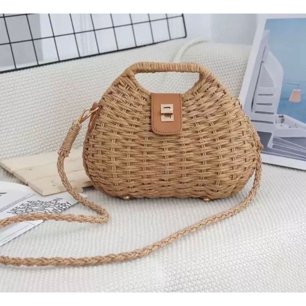 Moda Cross-body escudo saco de palha novo estilo saco capa saco de palha tecido férias praia saco de mão feminino c.8016
