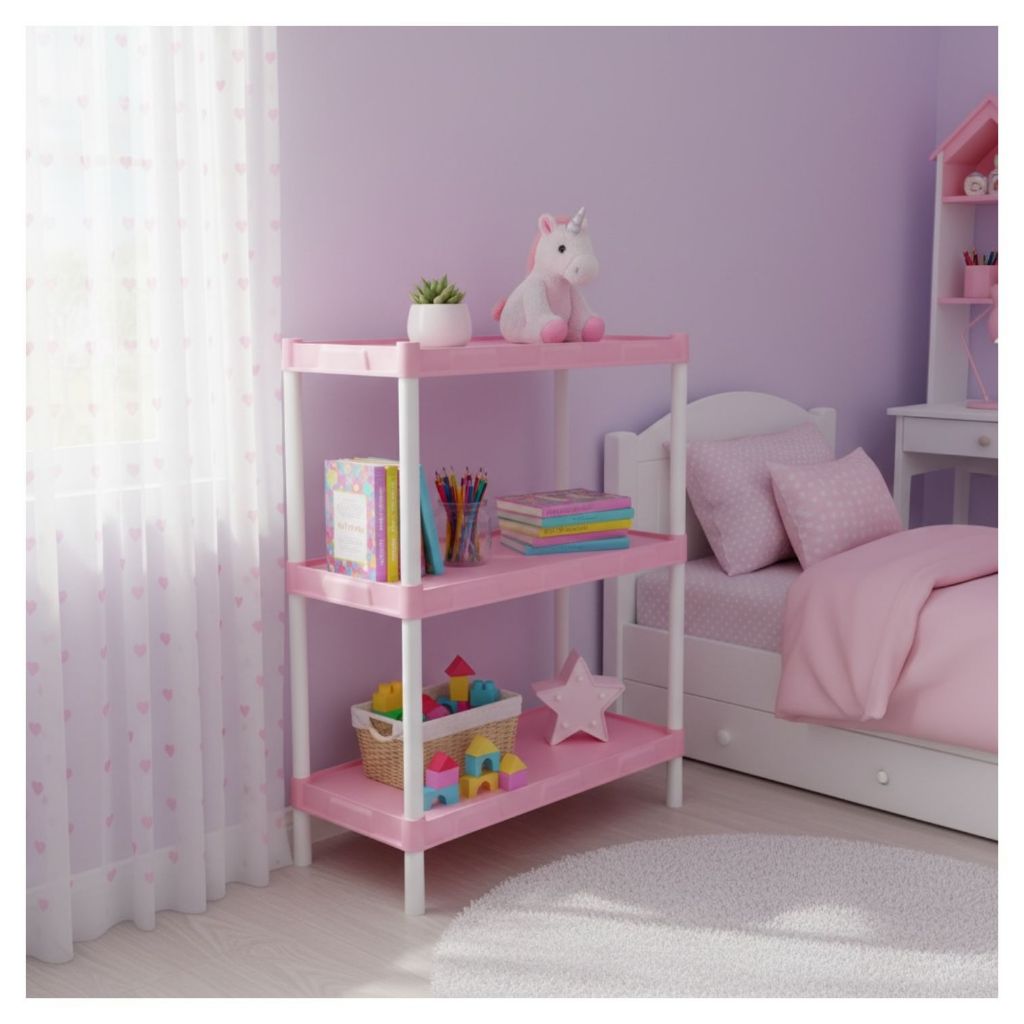 Estante Organizadora Rosa Bebê Modular com 3 Prateleiras – 409 em Oferta na Shopee