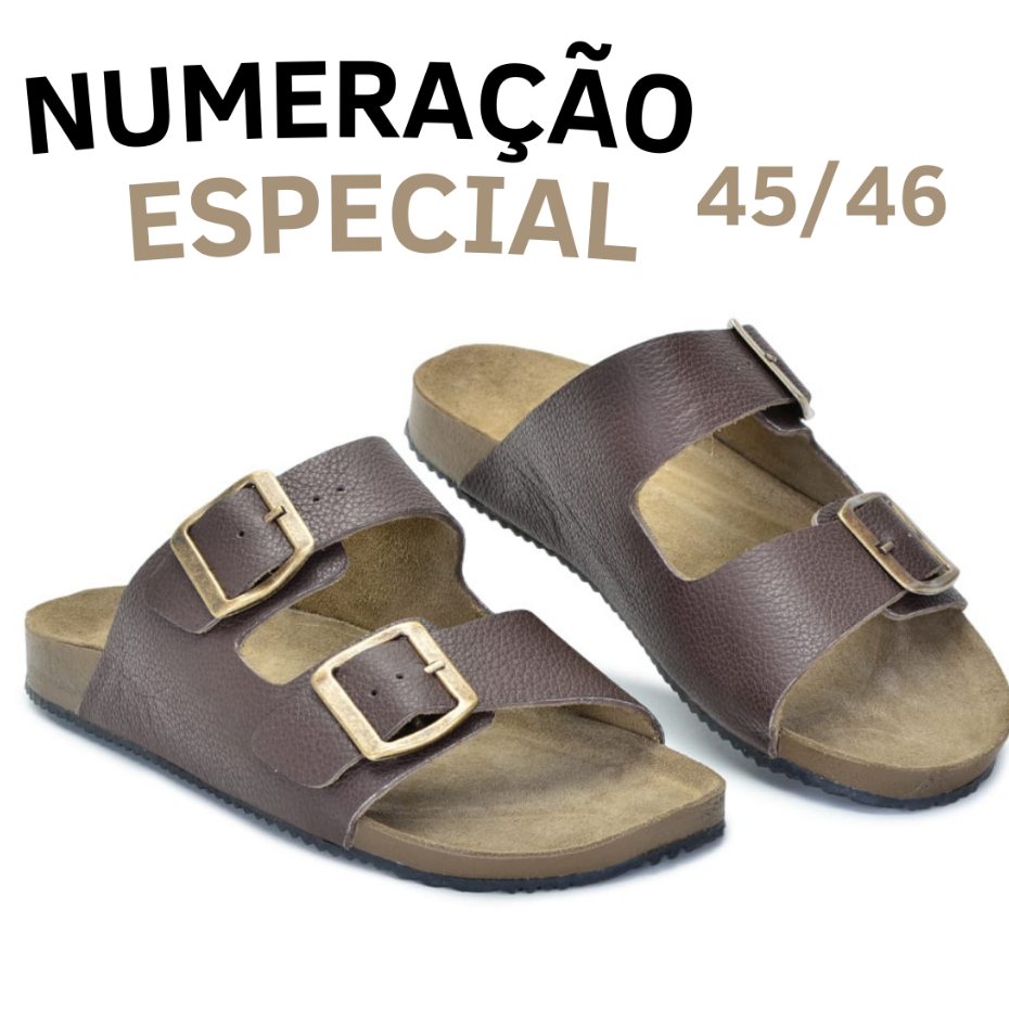 Papete Birken Sandália Tamanho Plus Size Couro Legítimo Numeração Especial Até o 46