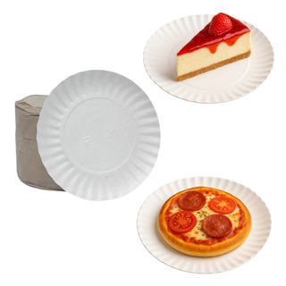 100 Prato Papel Descartavel Branco Festa Pizza Salgado Biodegradável Almoço Aniversário Papelão em Oferta na Shopee